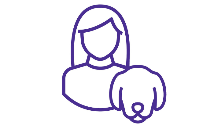 true blue women and dog icon